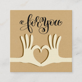 手とハートギフトの囲い名刺 スクエア名刺