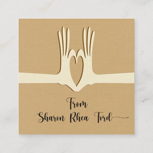 手とハートギフトの囲い名刺 スクエア名刺 (裏面)