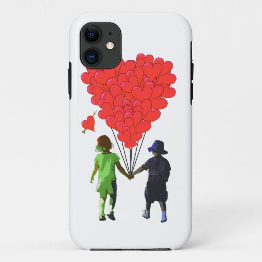 手とハート型のバルーンを保持する子供 Case-Mate iPhoneケース (裏面)