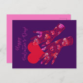 手とハート |ハッピーバレンタインデー ポストカード (正面/裏面)