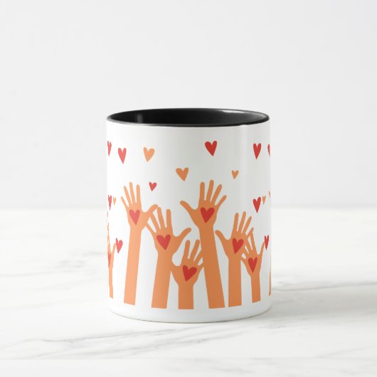 手とハート マグカップ (中央)