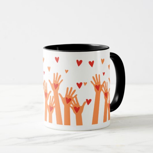 手とハート マグカップ (正面右)