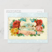 手とバラでダイカット ポストカード (正面/裏面)