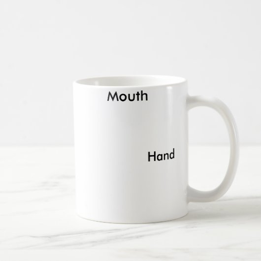 手と口おもしろいのマグ コーヒーマグカップ (右)
