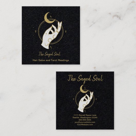 手と月 スクエア名刺 (正面/裏面)