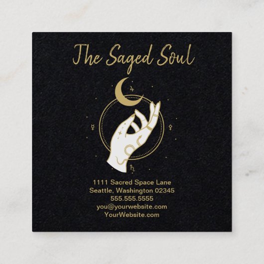 手と月 スクエア名刺 (裏面)