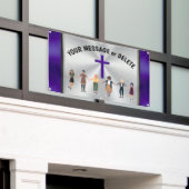 手と横断幕を持つカスタマイズ可能な女性 横断幕 (ビルの外側)