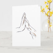 手と犬 カード (黄色い花)