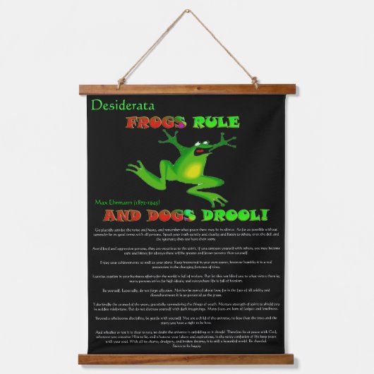 手と足ジャンプのDesiderataカエル 吊り下げ型タペストリー (正面)