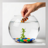 手と釣りボールのグラフィック ポスター (正面)