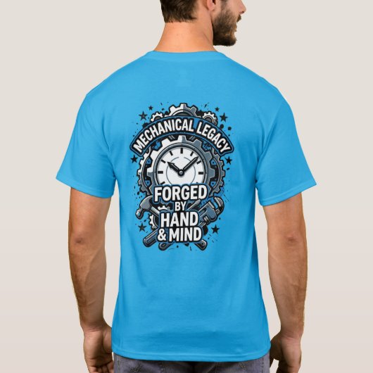 手と頭で鍛えられた機械的レガシーTシャツ Tシャツ (裏面)