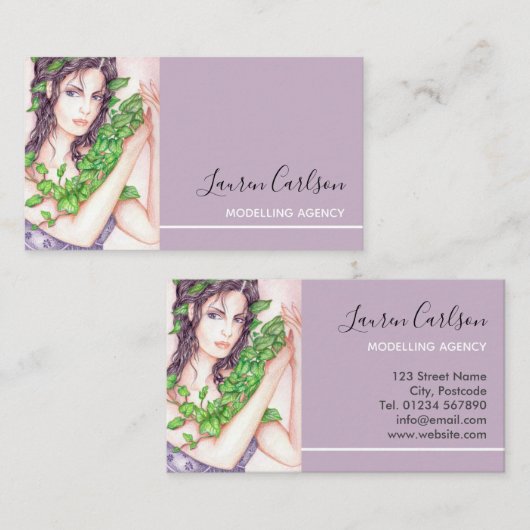 手と髪にツタを描いた美しい少女 名刺 (正面/裏面)