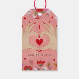 手にかわいらし愛のサインをバレンタイン ギフトタグ