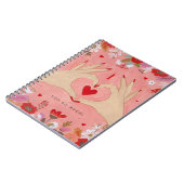 手にかわいらし愛のサインをバレンタイン ノートブック (左側)