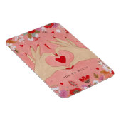 手にかわいらし愛のサインをバレンタイン マグネット (右側)