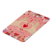 手にかわいらし愛のサインをバレンタイン マグネット (左側)