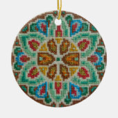 手によって刺繍されるクリスマスのオーナメント セラミックオーナメント (正面)