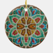 手によって刺繍されるクリスマスのオーナメント セラミックオーナメント (裏面)