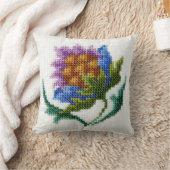 手によって刺繍される明るい花 クッション (ブランケット)