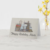 手によって動力を与えられるミシン カード (黄色い花)