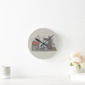 手によって動力を与えられるミシン ラウンド壁時計 (ホーム)