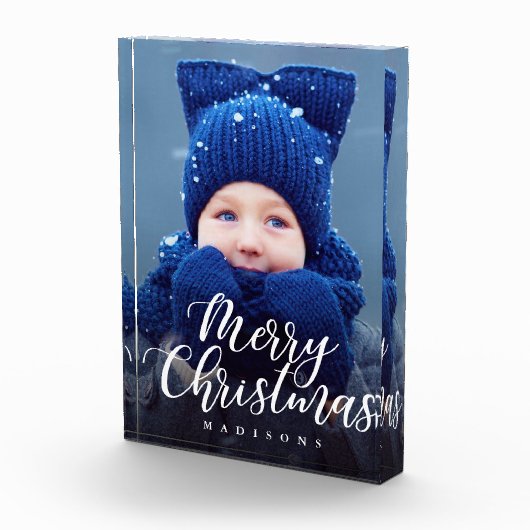 手によって文字を入れられるクリスマスの休日の写真のブロック フォトブロック (右)