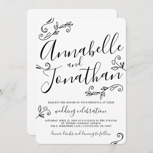 手によって書かれる書道は結婚式を残します 招待状 (正面/裏面)