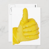 手にイエローラテックス手袋 ポストカード (正面/裏面)