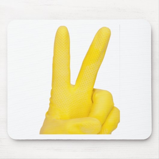 手にイエローラテックス手袋 マウスパッド (正面)