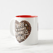手にコーヒー、ハートの幸せ – コーヒー愛好家 ツートーンマグカップ (正面左)