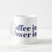 手にコーヒー、パワー・イン・ハート コーヒーマグカップ (正面左)