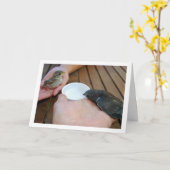 手にスウィフトバードとスパローバード カード (黄色い花)