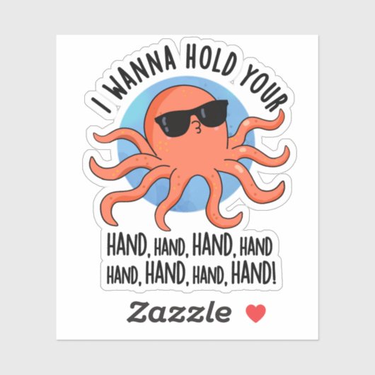 手にタコを押しおもしろいたい シール (シート)