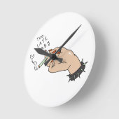 手にタバコアンチ – バレンタイン ラウンド壁時計 (傾斜)