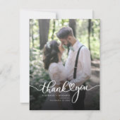 手にハート結婚の写真を貼ってありがとう ノートカード (正面)