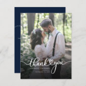 手にハート結婚の写真を貼ってありがとう ノートカード (正面/裏面)