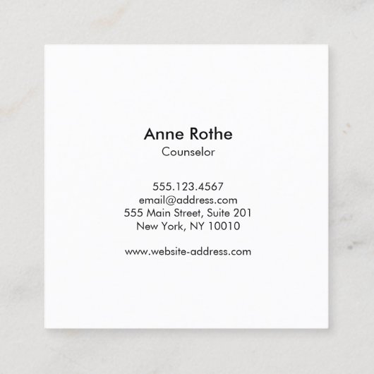 手にピンクの蝶 スクエア名刺 (裏面)