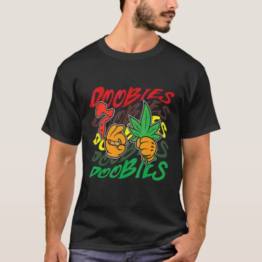 手にマリファナを持つ喫煙者 Tシャツ (正面)
