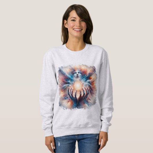 手に受け入れられる宇宙エネルギー スウェットシャツ (正面フル)