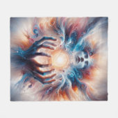 手に受け入れられる宇宙エネルギー フリースブランケット (正面(横))