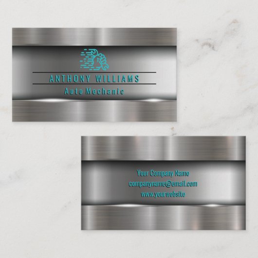 手に手で金属製ブラシ仕上げ工業用レンチ 名刺 (正面/裏面)