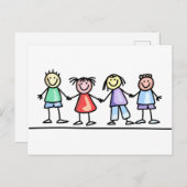 手に手に持った子ども ポストカード (正面/裏面)