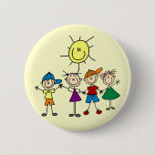 手に手をとって棒の姿はTシャツおよびギフトをからかいます 缶バッジ (正面)