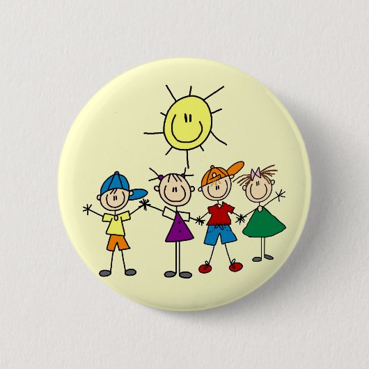 手に手をとって棒の姿はTシャツおよびギフトをからかいます 缶バッジ (正面)