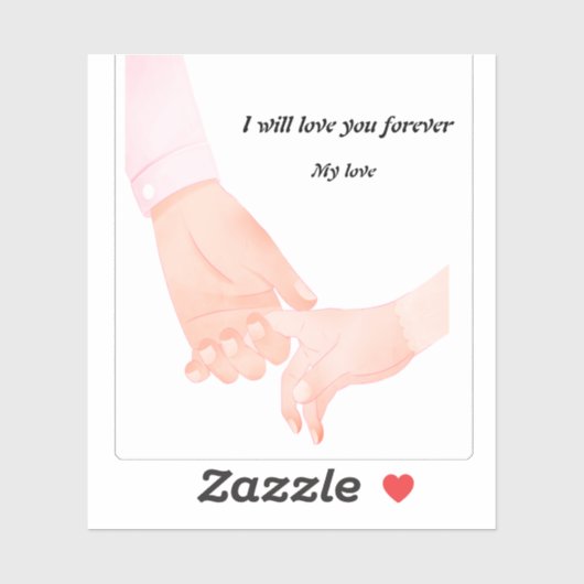 手に手を持つラブアート – 親と子の保持漢 シール (シート)