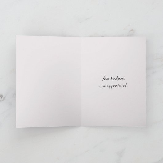 手に持ったピンクのバラに感謝 カード (内部)