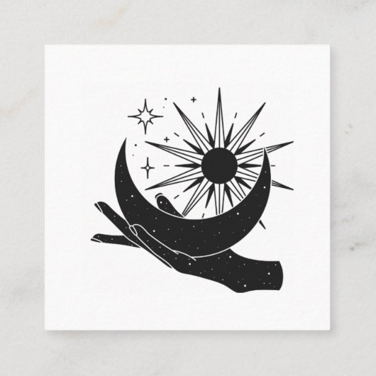 手に持つ月と太陽の正方形の名刺 スクエア名刺 (裏面)