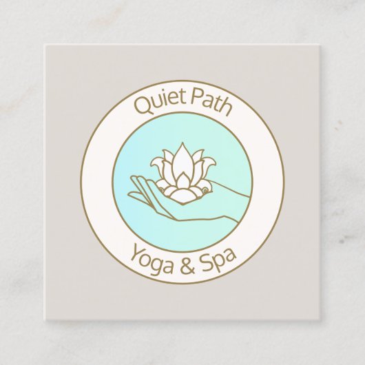 手に持つ蓮の花の健ホリスティック康 スクエア名刺 (正面)