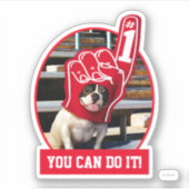 手に泡を入れた犬 シール (正面)