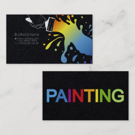 手に色の染み絵を描が入った絵筆 名刺